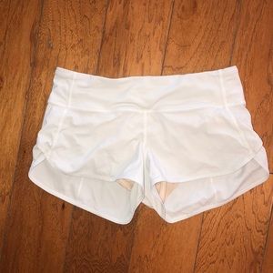 White lulu lemon speed shorts